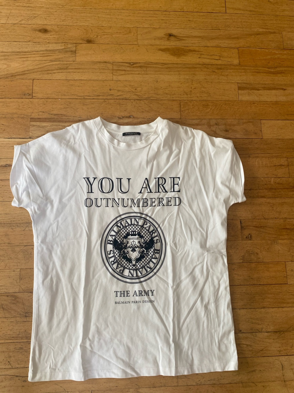 Balmain Paris t shirt. You are outnumbered.  Logo. Size 38(med) new!!
